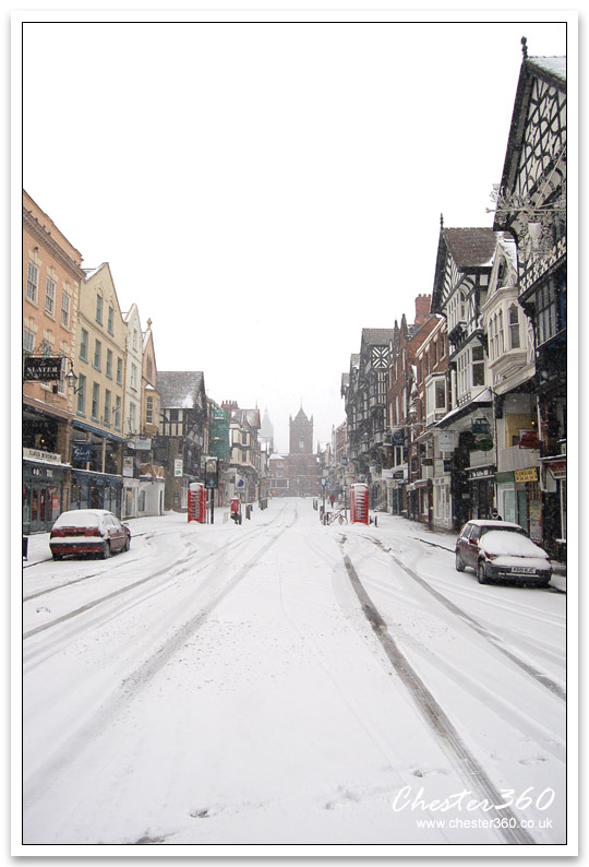 Photo of Snow in Bridge Street, Chester. Chester 360